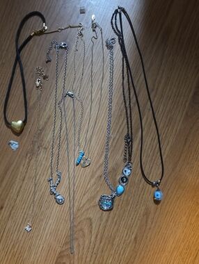 Mixed Silver and Gold Heart & Turquoise Pendant Necklaces - Women Jewelry